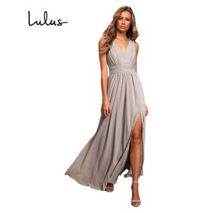 BRAND NEW! Thoughts of Hue Light Grey Surplice Maxi Dress